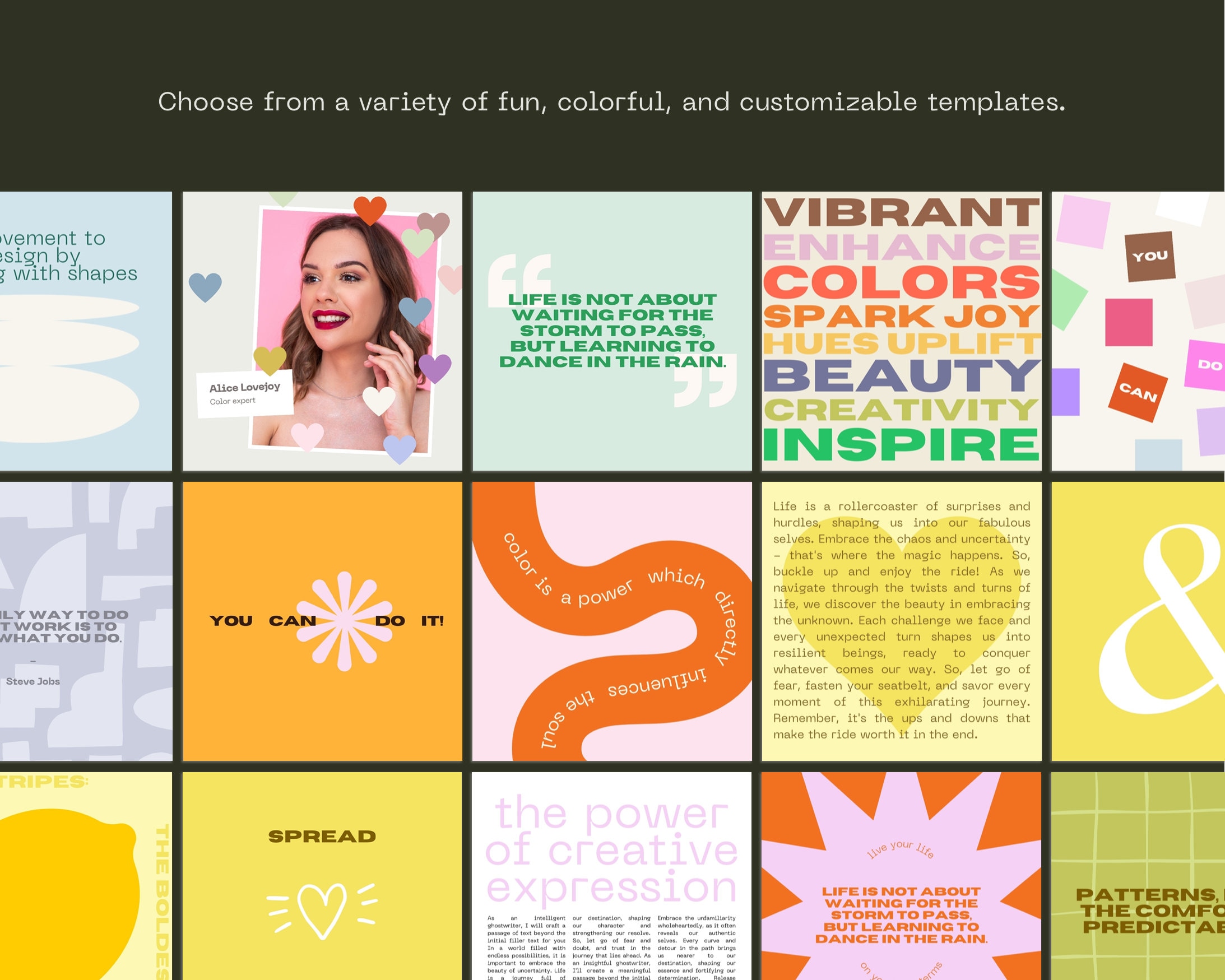 Colorful Editable Canva Instagram Templates (posts, Stories, Social ...