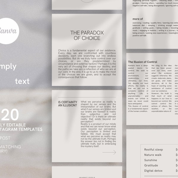 Simply Text - Elegant Writing Instagram Templates, Canva Templates - Minimalist, Poems, Quotes