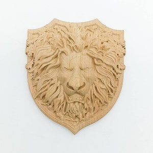 Onlay mobili leone, leone ornamento da parete, appliques in legno, arredamento mobili applique, arredamento in legno, frontoni, mobili fai da te, rosette intagliate