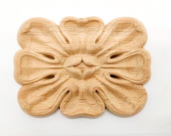 Onlay flower furniture, Wooden wall decor, Applique furniture decor, Wood Appliques, wall ornaments, pediments DIY furniture carved rosettes