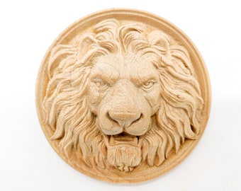 Onlay furniture lion, Wall ornament lion, Wood Appliques, Applique furniture decor, wooden decor, pediments, DIY furniture, carved rosettes