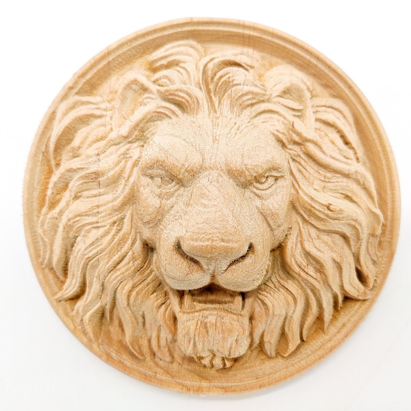 Onlay furniture lion, Wall ornament lion, Wood Appliques, Applique furniture decor, wooden decor, pediments, DIY furniture, carved rosettes