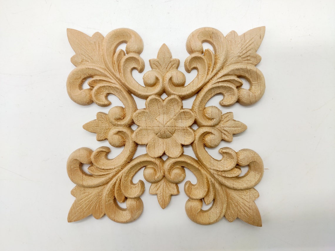Wood Appliques Applique Carved Rosettes Furniture Decor DIY Etsy