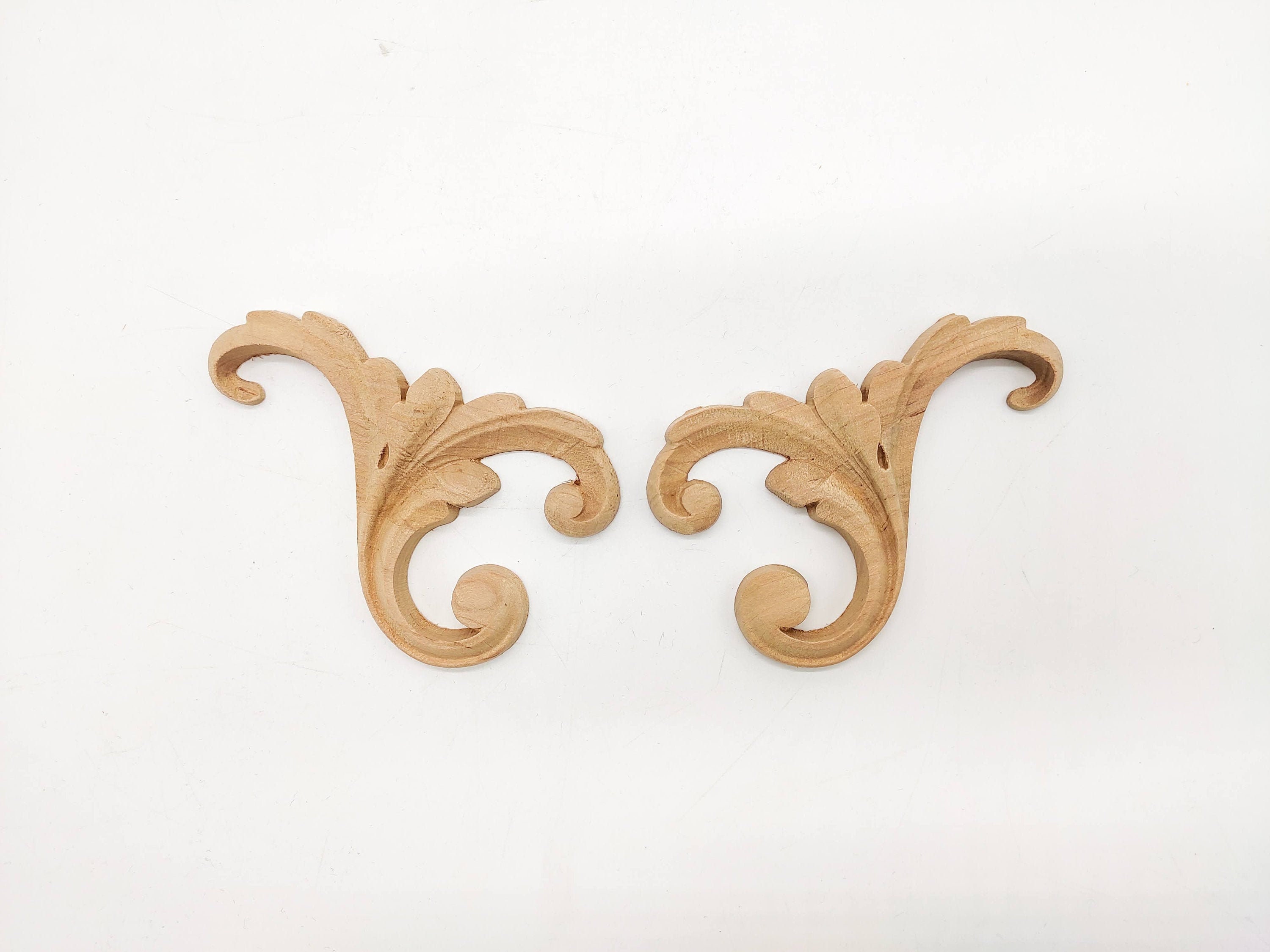 2Pcs Carved Furniture Wooden Appliques Decorative Cabinet Door Wood Onlay  Crafts - Walmart.com, image size:3000x2250