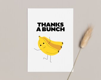 Thank You Card Thanks a Bunch With Bananas Pun Card - Etsy