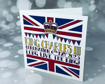 King Charles Coronation card, King Charles III, Union Flag, Union Jack, Jennifer Wesley, coronation commemoration, Coronation day memories