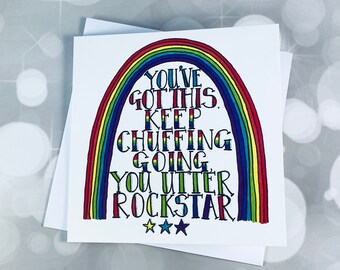 Keep Going you Rockstar card, encouragement greetings, rainbow lettering, utter rockstar, you’re the best card, send a smile, amazing friend