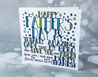 My Lovely Dad Father’s Day card, Daddy Father’s Day card, cheeky card, I love my dad, Jennifer Wesley greetings card, witterings, money ref