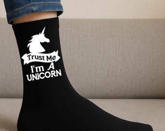 Unicorn Socks, Trust Me Printed Gift, Novelty Socks