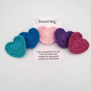 Personalised Pocket Hugs, Anxiety, Pocket Hearts, Pocket Hug Gift, Crochet Heart, Heart Keyring, Back To School, Gift For Her or Him