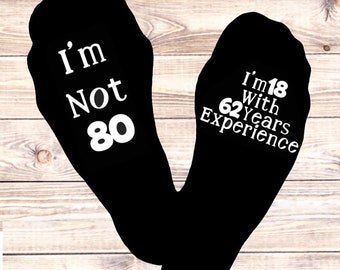 Chaussettes 80e anniversaire, cadeau fantaisie pour homme et femme