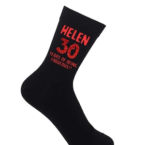 Birthday Age Socks, Glitter, Happy Birthday Socks, 80th, 70th, 60th, 50th, 40th, 30th, 21st, 18th, Personalised Socks