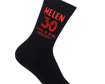 Personalized Glitter Birthday Age Socks: Custom Celebration Gift