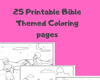 25 Printable Adult and Kids Bible Theme Coloring Pages - Instant Download