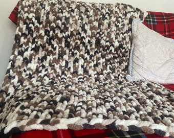 Chunky knitted blanket, handmade blanket, super soft blanket, throw gift