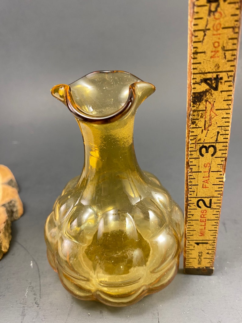 Vintage small amber bubble glass vase 1960\u2019s bubble glass Home