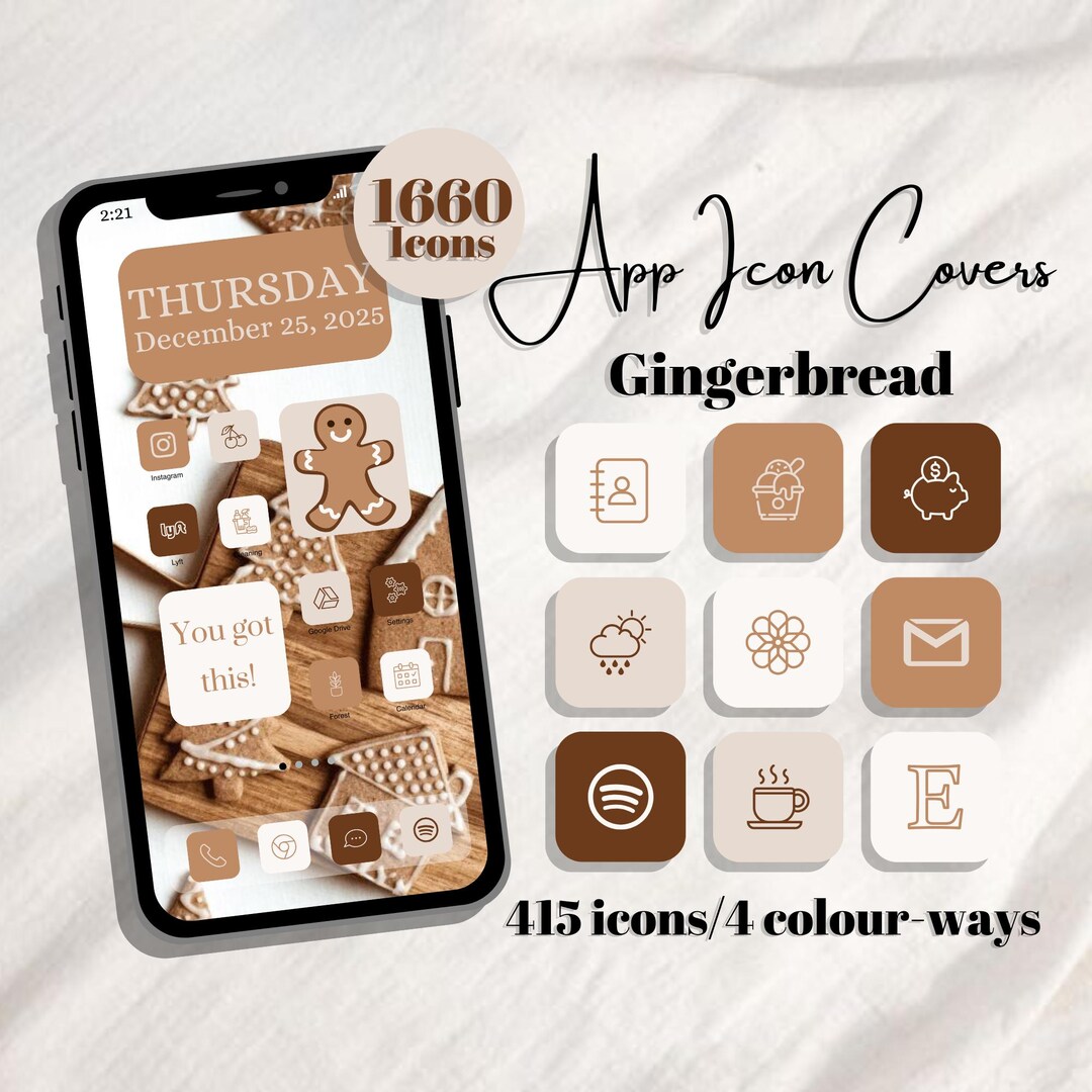 Gingerbread - App Icons: Brown & White Ios Theme (1660 Icons) (digital ...
