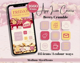 Berry Crumble App Icons – Cream Pink Yellow Purple Theme, Medium Icon Size (Digital Download)