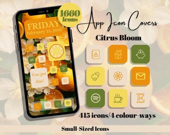 Icônes de l'application Citrus Bloom - Thème jaune vert crème orange, petite taille (téléchargement numérique)