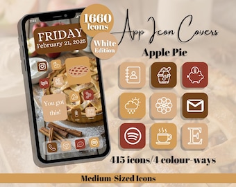 Apple Pie App Icons: White Edition - Red Yellow Brown Theme - Medium Icon Size (Digital Download)