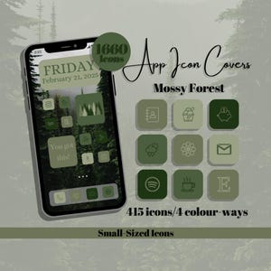 Mossy Forest App Icons - Grünes Theme, kleine Icons (Digitaler Download)