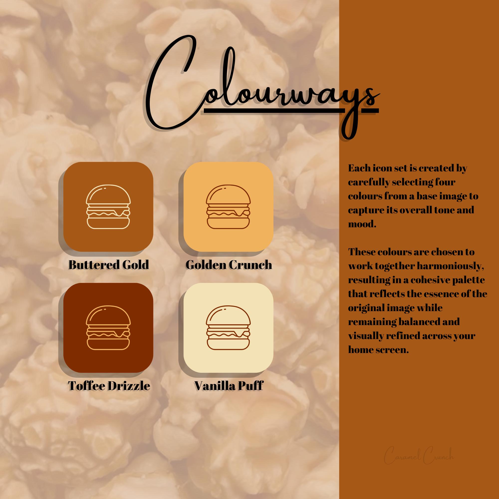Caramel Crunch App Icons - Yellow Brown Cream Theme, Small Icon Size ...