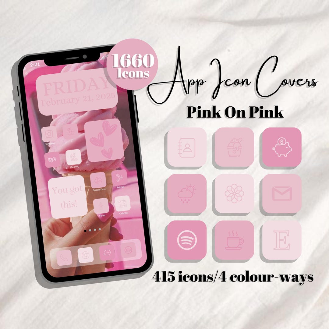 Pink App Ios Pink on Pink - App Icons: Pink Ios Theme (1660 Icons) (digital Download ...