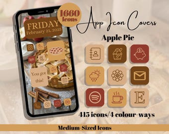 Apple Pie App Icons – Red Yellow Brown Theme - Medium Icon Size (Digital Download)