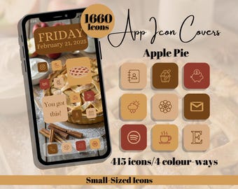 Apple Pie App Icons - Red Yellow Brown Theme - Small Icon Size (Digital Download)