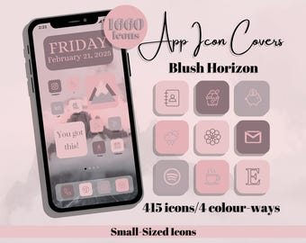 Blush Horizon App Icons – Pink Grey Theme, Small Icon Size (Digital Download)