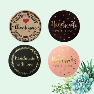 Handmade with Love Sticker Thank You Business Sticker Business Parcel Gift Seal DIY  25mm 100pcs AU Seller
