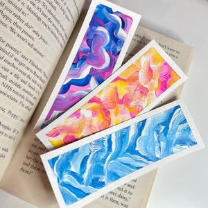 Marque-page art abstrait fait main : cadeau peint personnalisé pour les lecteurs, motif peint à la main, amateurs de lecture