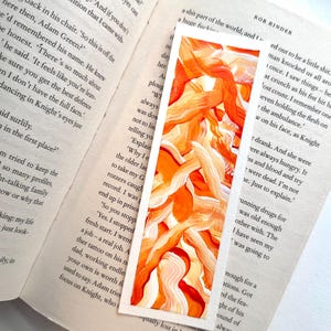 Handmade Orange Abstract Art Bookmark: Acrylic Painted