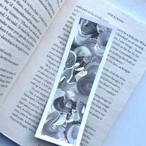 Handmade Abstract Art Bookmark: Grey Acrylic Paint on 360gsm Paper
