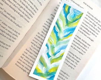 Hand Painted Bookmark: Vibrant Acrylic Art For Book Lovers, Reading Gift, Paper Bookmark