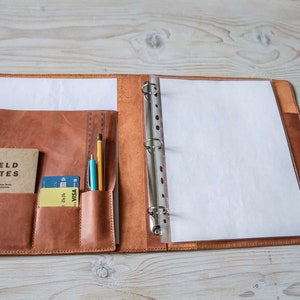 Personalized Leather Portfolio Binder With Zipper, 3 Ring Binder