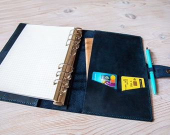 Carpeta de cuero A5 personalizada, carpeta de 6 anillas, carpeta de 3 anillas, funda para cuaderno, cuaderno de cuero A5, diario, cuaderno recargable, agenda organizadora