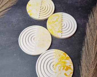 Jesmonite Coasters | Vibrant Dual-Style | Unique Artistic Tableware | Housewarming Gifts | Stylish Coasters |  Boho Chic Home Decor
