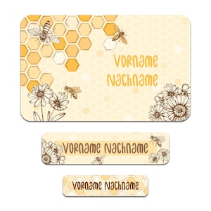 Set di 50 adesivi personalizzati con il nome desiderato per bambini "Bee"