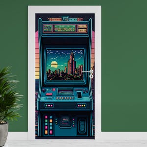 Pellicola per porta "Console Retro" 90 x 200 cm porta poster decorazione adesivo pellicola carta da parati TF03-08