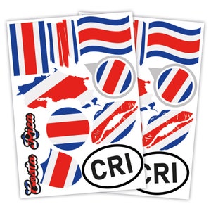 Pegatinas de banderas de países, juego de pegatinas de banderas para bicicleta, coche, maleta, portátil, autoadhesivas, impermeables, R217-12 Costa Rica