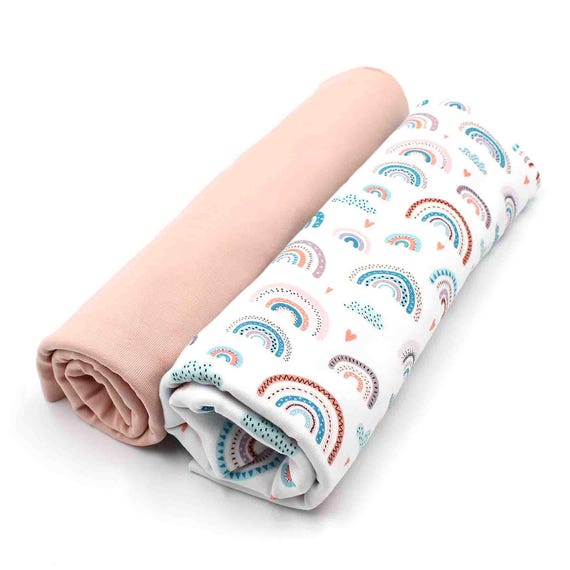 Regenbogen Pastell Weiß Stoffpaket 0,5m Jerseystoff 0,5m UNI