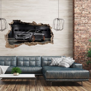 WL24 Wandtattoo Mauerloch BMW M4 F82 100x60cm Aufkleber Wohnzimmer Schlafzimmer Bild 2