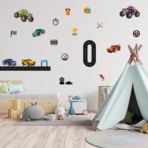Muurtattoo raceauto's DIN A4 foliesticker dieren kinderkamer decoratiesticker folie muurprint Y037