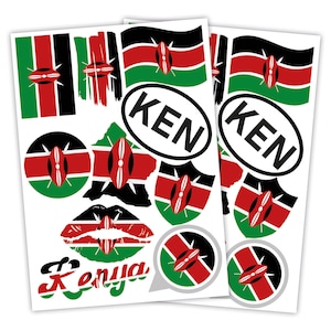 Pegatinas de banderas de países, juego de pegatinas de banderas para bicicleta, coche, maleta, portátil, autoadhesivas, impermeables, R217-30 Kenia