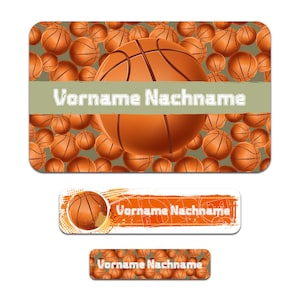 Set di 50 adesivi personalizzati con il nome desiderato per bambini "Basket"