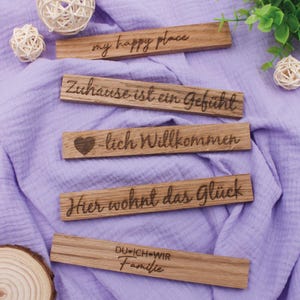 5 eikenhouten latjes, elk 22x8x160 mm, knutselblokken met tekst of spreuk, knutselhout, decoratieve houten stokjes, doe-het-zelf knutselwerk, 08 Home 2