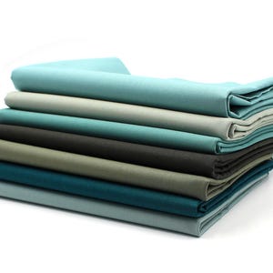 Popeline Baumwollstoff 7er Set Grün2 Paket Uni 100% Baumwolle Stoffpaket Ö.Tex 100 Nähen Patchwork