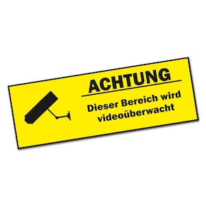 Achtung Videoüberwachung Schild DSGVO UV Druck 12 x 12cm - 3mm Aluverbund -  Made in Germany - Art.Nr. 2143