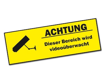 Aufkleber "Achtung Videoüberwachung" Warnaufkleber Hinweis Kamera Sticker R008